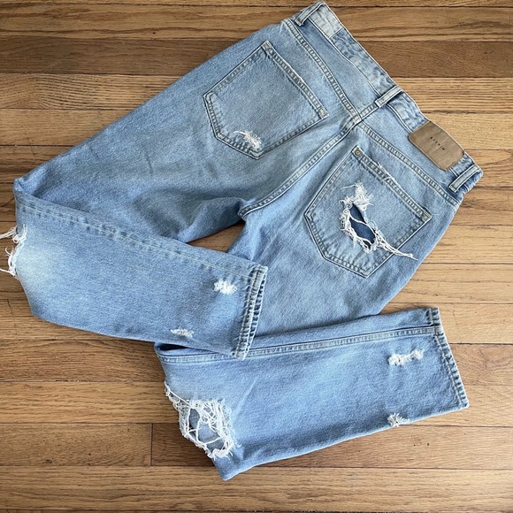 4 Boyfriend Trashed Jeans Rise 10.5” &denim H&M Ripped Faded Relaxed Straight - Picture 5 of 9